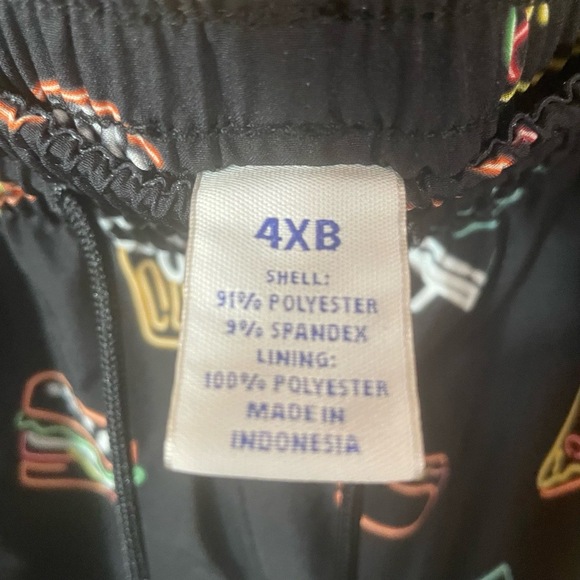 Caribbean Roundtree Yorke Swim Trunks Shorts 4XB Black Snacks Pizza Beer Fries - Picture 3 of 6